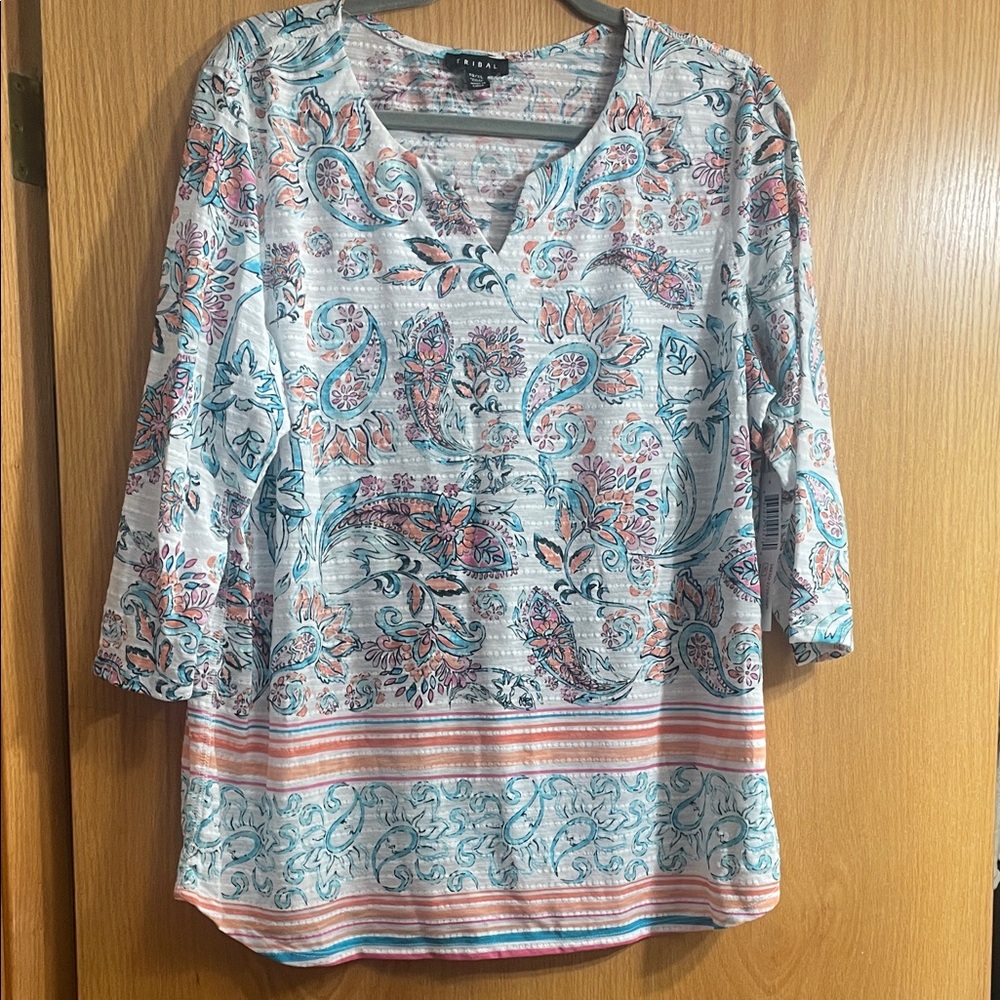 Tribal Women's Tunic - Blue and Pink Paisley
